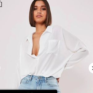 Missguided white plunge tunic